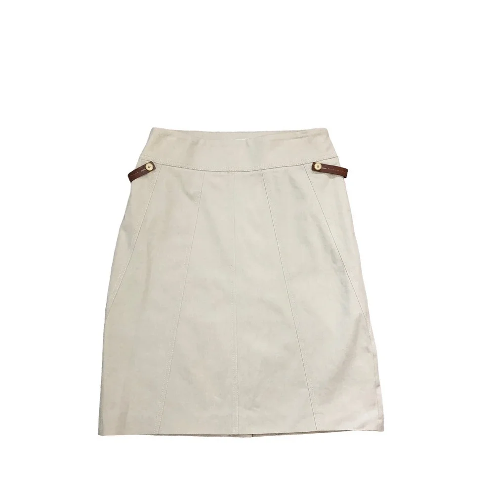 Gunex Skirt Womens Size 8 Tan Leather Strap Pencil Mini Minimalist Vintage Italy